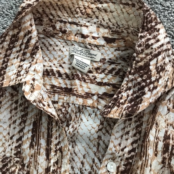 Lucky Brand Snake Print Long Sleeve Cotton Top Sz L - Picture 6 of 11